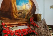 Wystrój Ciemnicy, grobu Pańskiego oraz prezbiterium na czas radości ze Zmartwychwstania Chrystusa!